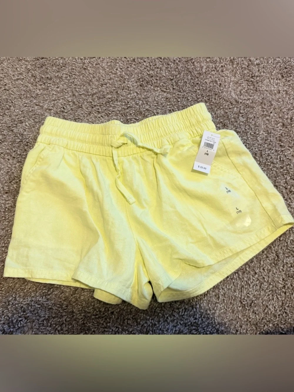 Gap Kids Linen Blend Shorts Size 10 Large Yellow Elastic Waist Lightweight NWT